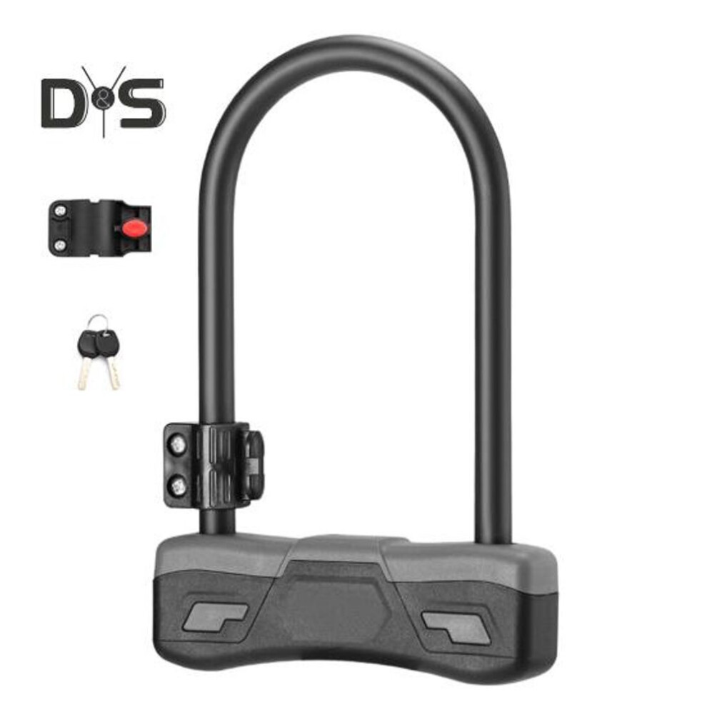 (grey) Heavy-Duty U-Lock Bike Lock Anti-Cut Alloy Steel Bike Lock with Mounting Bracket Combination Bicycle Lock for E-Bikes Motorcycles