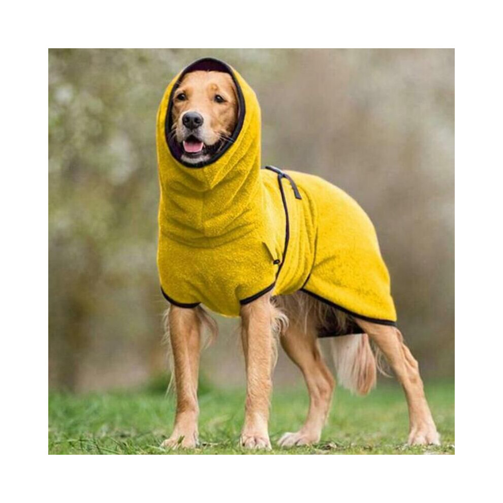 (Yellow,5XL)Peignoir polaire chien serviette vêtements manteau à capuche grande taille Golden Retriever chien chat