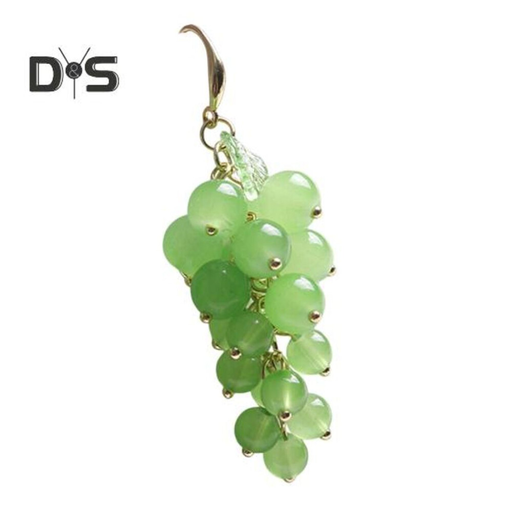 (green) 1 PC Grape Cluster Earrings Women Hook Earrings Fruit Earrings Faux Crystal Hanging Earrings Party Club Dangling Earrings