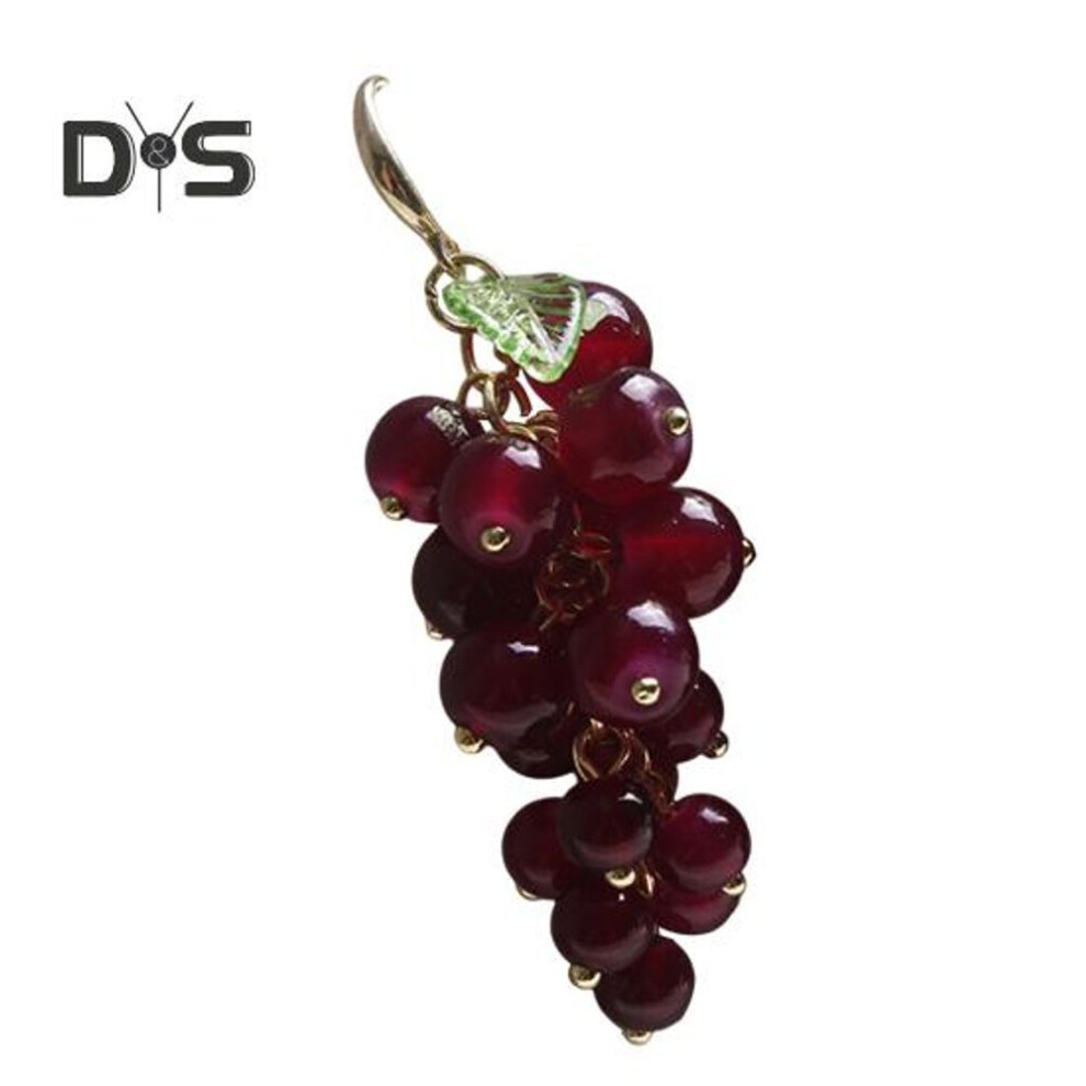 (purple) 1 Pc Grape Cluster Earrings Women Hook Earrings Fruit Earrings Faux Crystal Hanging Earrings Party Club Dangling Earrings