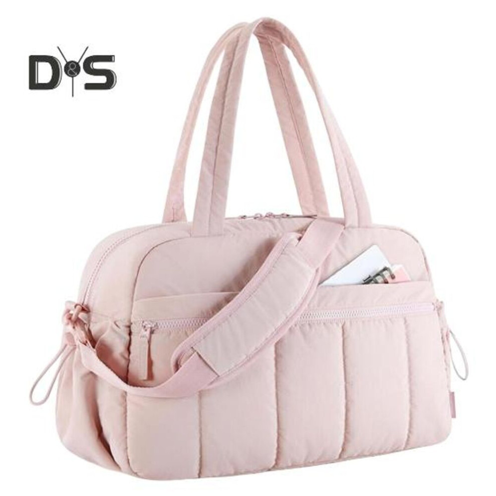 (pink) Travel Bag With Large Waterproof Pvc Pocket For Wet And Dry Separation Storage Gym Bag With Handle And Shoulder Strap 5 Exterior Pockets Carry-on Bag