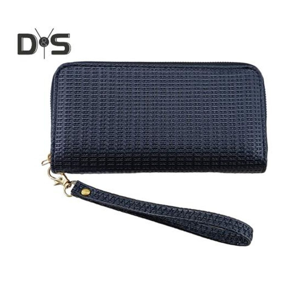 (navy blue) Women Wallet Large Zipper Closure Card Holder Coin Purse ID Credit Card Organizer Imitation Leather Bracelet Wallet