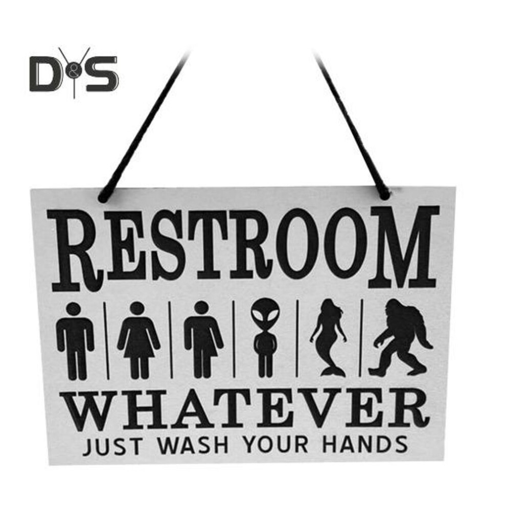 Gender Neutral Toilet Sign Whatever Just Wash Your Hands Sign Alien Mermaid Inclusive Sign For Home Bathroom Restroom Wall Decor