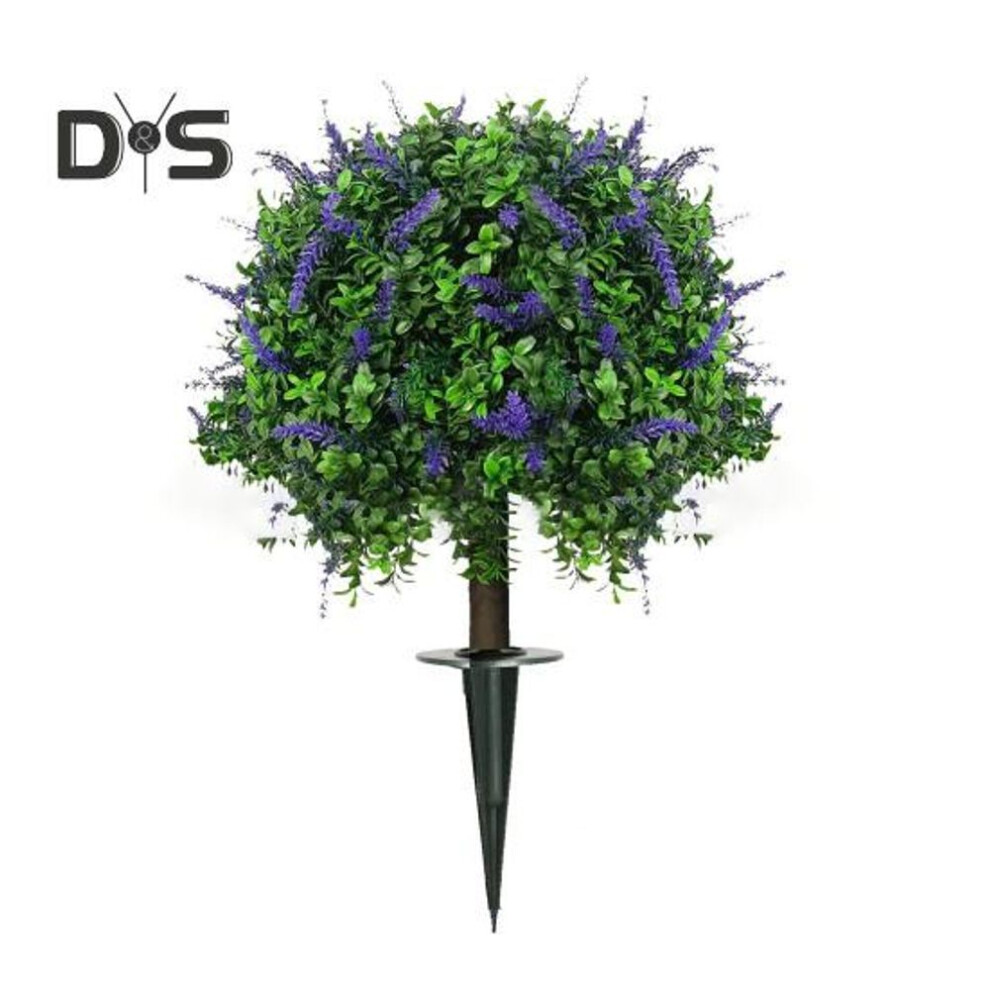 (as the picture, 1pc) Artificial Lavender Topiary Ball Faux Topiary Tree with Spike Fake Bushes UV Resistant Fake Shrubs for Indoor Outdoor Home Garde