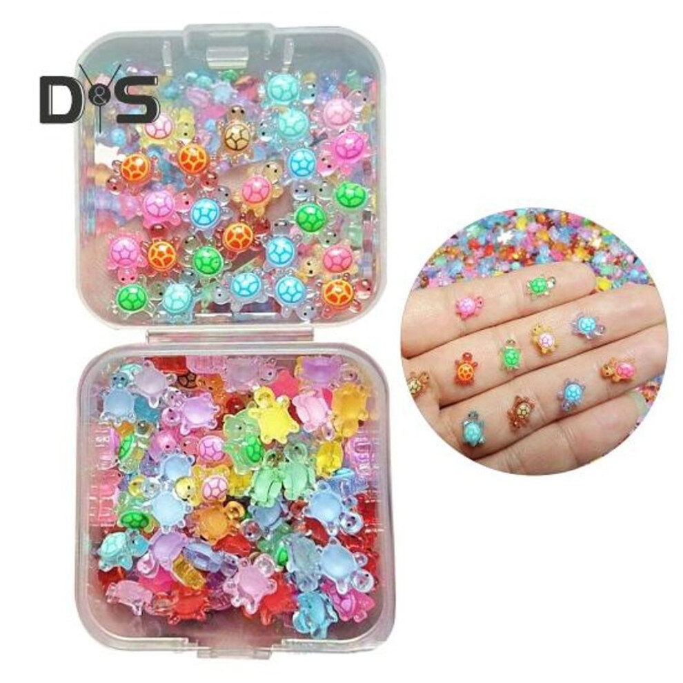 (as the picture, S) 200 Pcs Mini Resin Turtles Glow In The Dark Tiny Turtle Figurines Miniature Turtle Statues For Diy Fairy Garden Micro Landscaping Decor