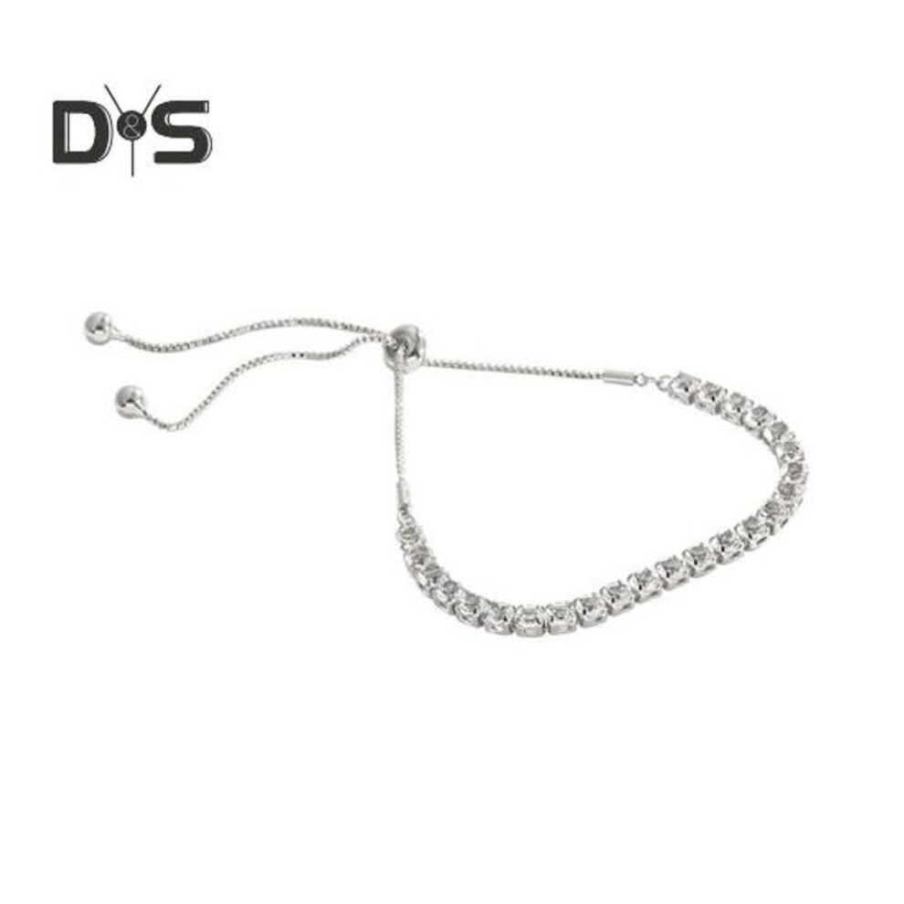 (silver) Rhinestone Beads Slider Bracelet For Women Cubic Zirconia Adjustable Chain Bracelet Wedding Bridal Jewelry For Bridesmaids Mom Sister
