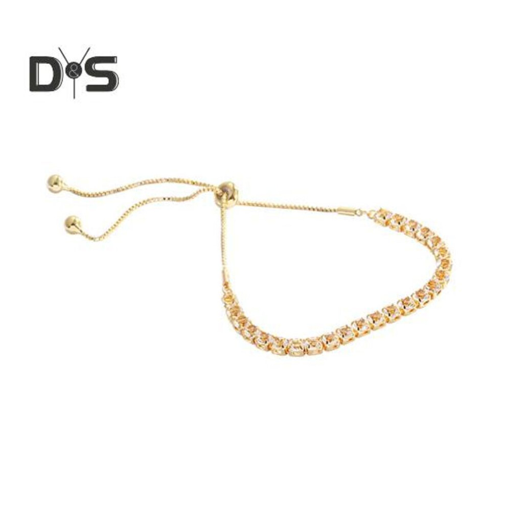 (golden) Rhinestone Beads Slider Bracelet For Women Cubic Zirconia Adjustable Chain Bracelet Wedding Bridal Jewelry For Bridesmaids Mom Sister