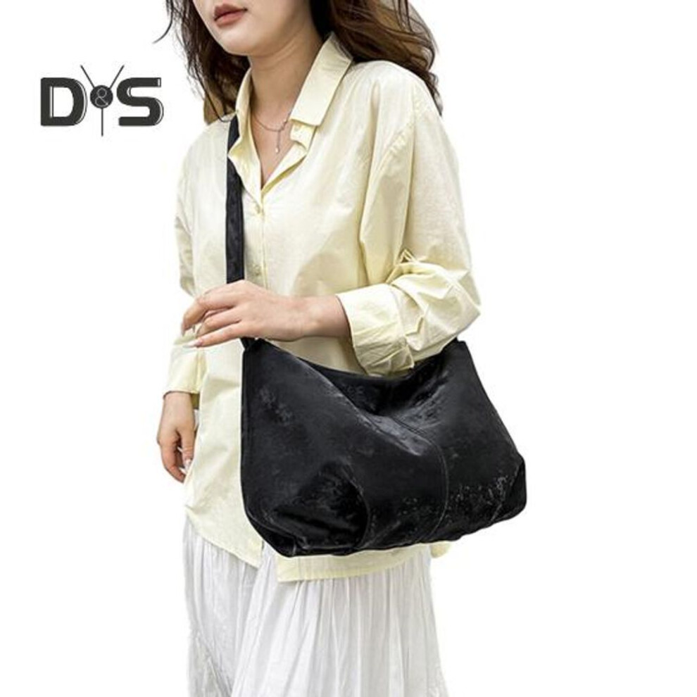(black) Women Crossbody Bag Large Capacity Crescent Satchel Casual Solid Color Shoulder Bag With Adjustable Strap For Daily Life Travel Shopping