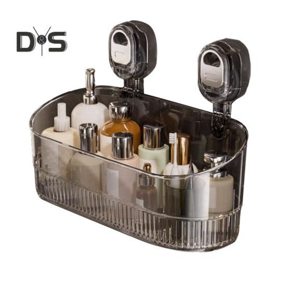 (grey) Storage Rack Large Capacity Strong Load-bearing Easy to Install No-Drill Bathroom Suction Cup Storage Shelf Shower Caddy