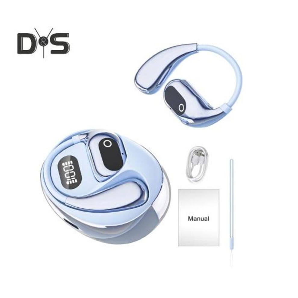 (blue) Translator Language Translation Earphone Ergonomic Design 360-Degree Surround Sound Wireless Bluetooth-compatible Translation Headphone
