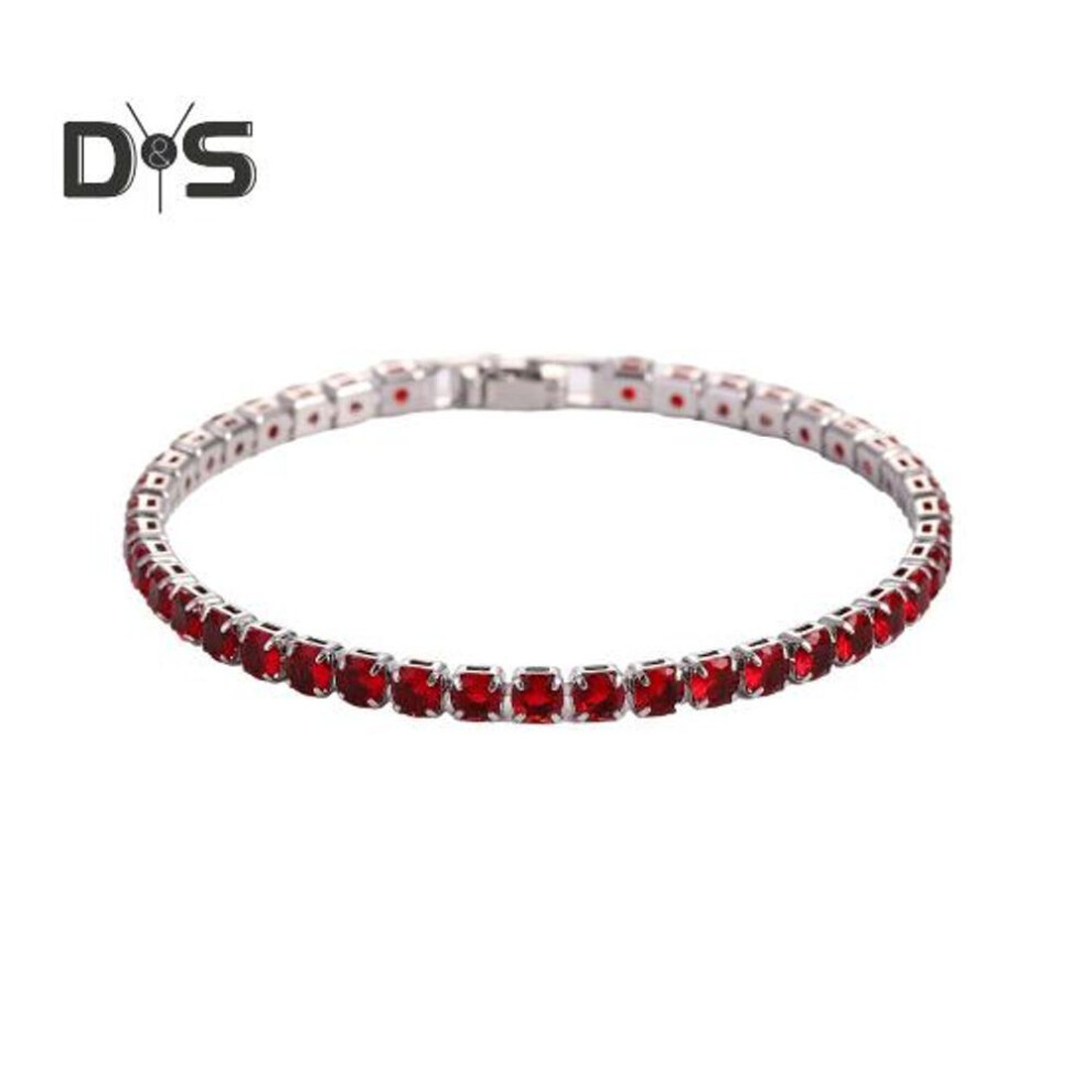 (red) Women Bracelet Hip Hop Cubic Zirconia Polished Copper Simple Style Wrist Bangle Banquet Wedding Party Jewelry