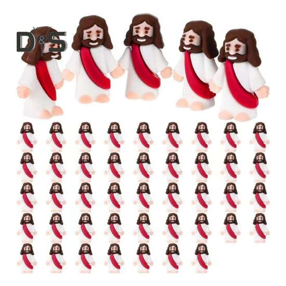 (red, 48pcs) 12/48Pcs Mini Jesus Figurine PVC Savior Jesus Figure Model Statue Sculpture Desktop Decoration Easter Ornament Christmas Festival Gift