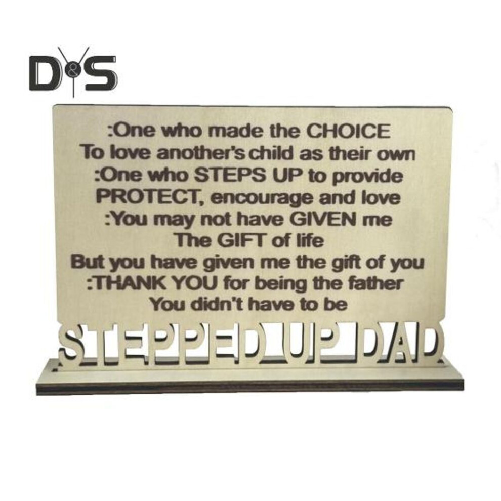 Father's Day Gift Wooden Stepped Up Dad Sign With Stand Birthday Thanksgiving Gift For Dad From Daughter Home Office Farmhouse Decor