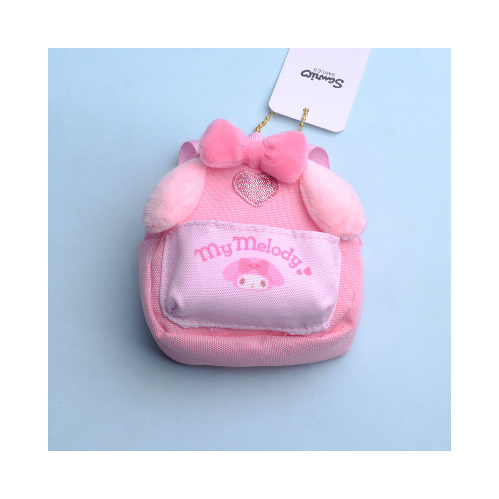 (Melody) Melody Sanrio Kuromi Cinnamoroll Mini Backpack Pendant Plush Bag Ear Design