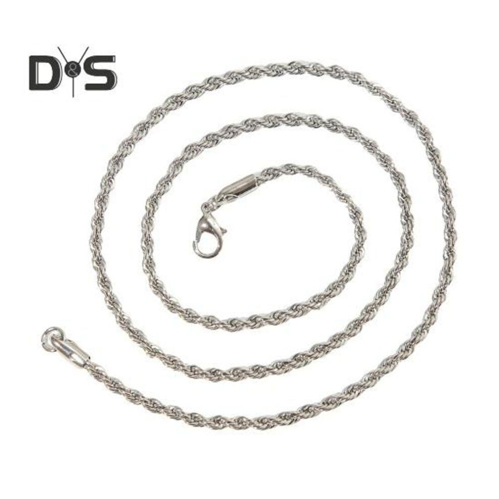 (silver) Men 3mm Choker Necklace Hip Hop Style Twist Chain Necklace Lobster Buckle Alloy Necklace Jewelry Accessories
