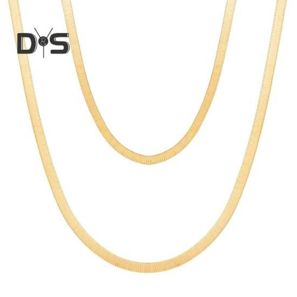 (golden) Women Choker Necklace Multi Layer Flat Snake Bone Necklace Adjustable Extended Chain Choker Necklace Jewelry Accessories