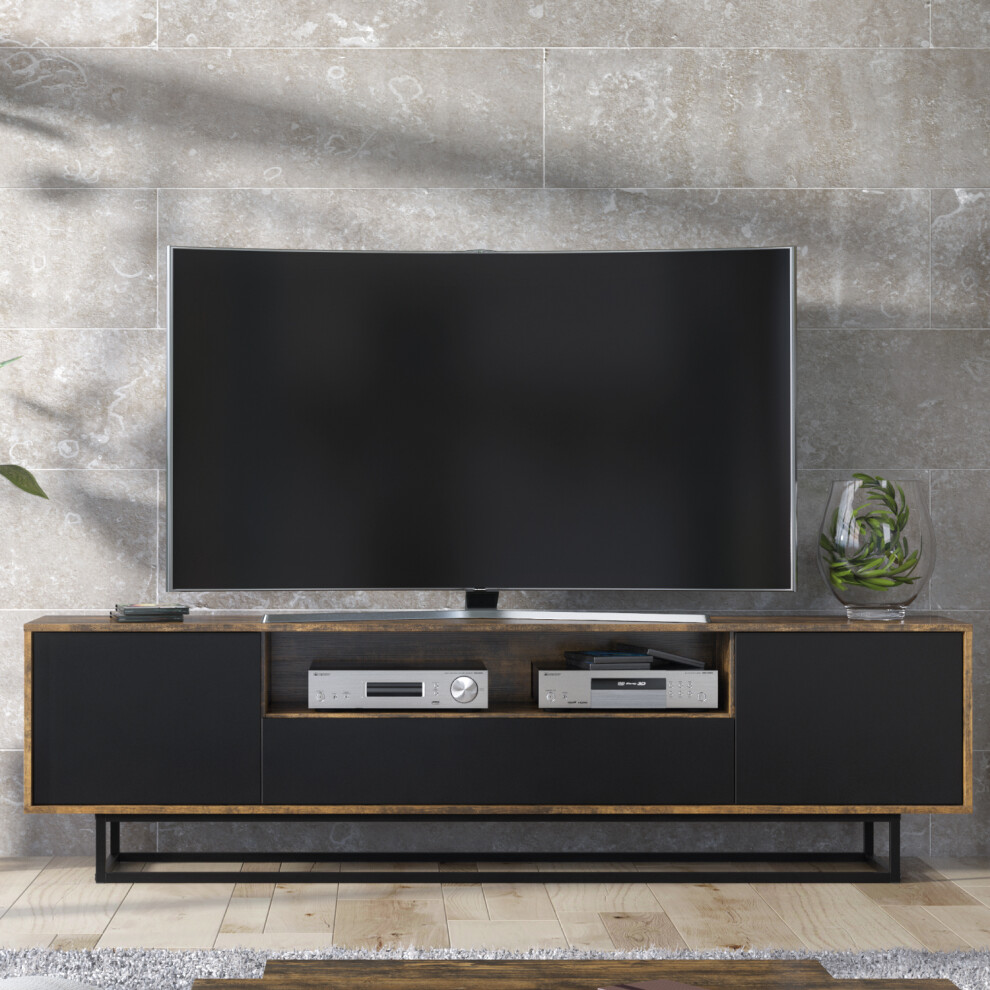 Rift Loft 200cm TV Unit - Rustic & Black