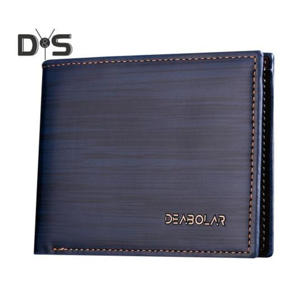 (dark blue) Men Wallet Solid Color Large Capacity Business Style Multiple Slot Large Capacity With Metal Label Firm Sticthing Portable Credit Card Id Card Holder