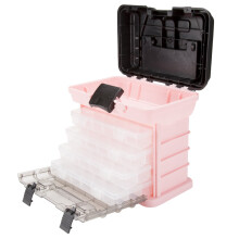 Pink Tool Box - Durable Tackle Box Organizer with 4 Compartments for Hardware Fishing Tackle Beads Hair Accessories and More by Stalwart