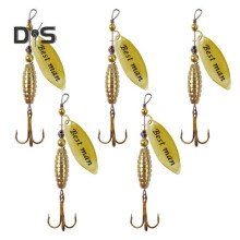 (as the picture, B) 5/10Pcs 5.7CM/8G Spinner Blade Lure with Hook Hard Metal Spinnerbait Rotating Sequin Lure Rig Saltwater Freshwater Walleye Bass Fishing Accessories