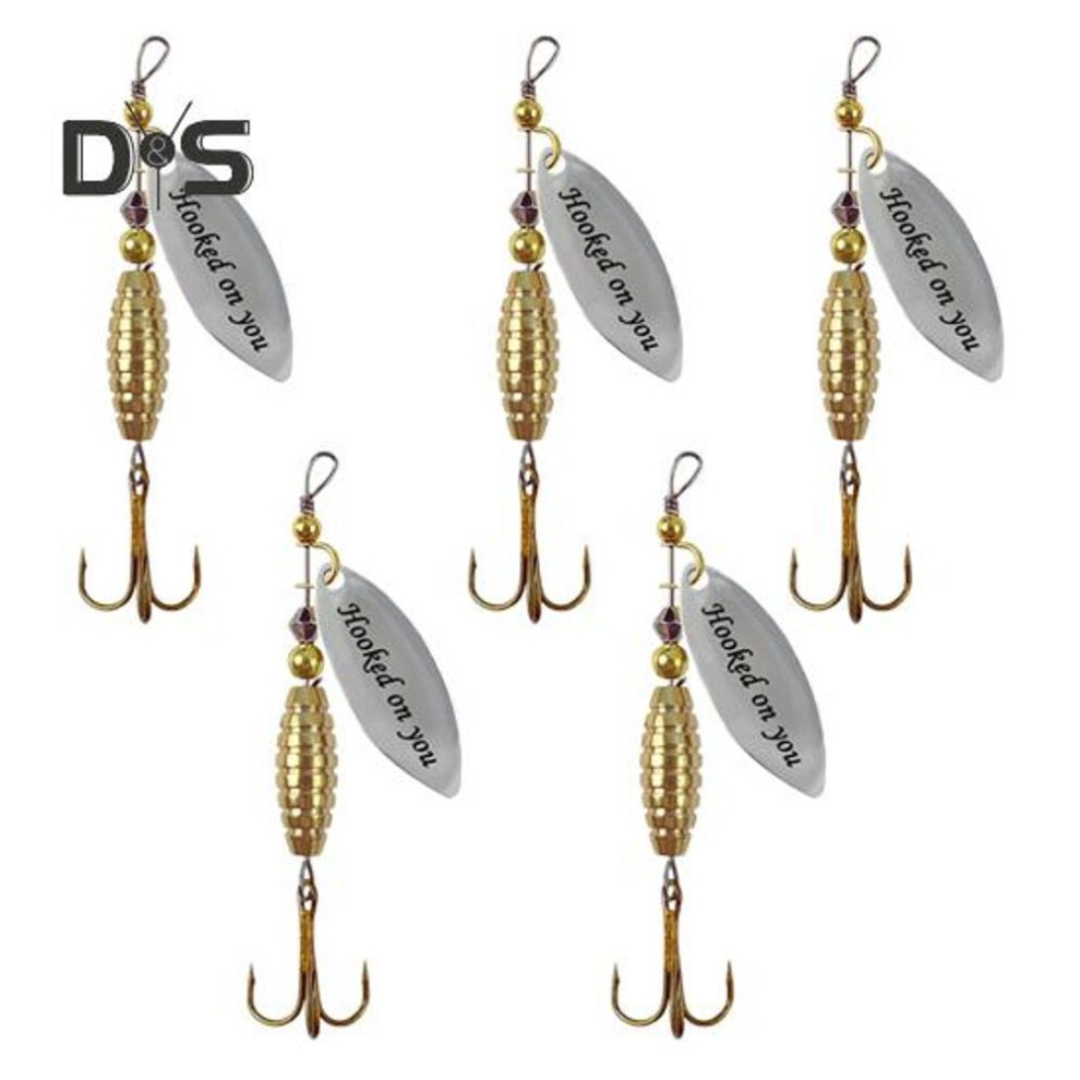 (as the picture, C) 5/10pcs 5.7cm/8g Spinner Blade Lure With Hook Hard Metal Spinnerbait Rotating Sequin Lure Rig Saltwater Freshwater Walleye Bass Fishing Accessories