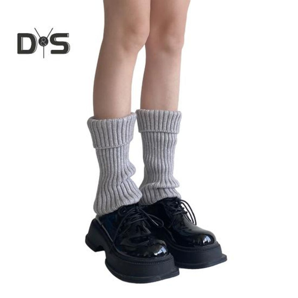 (light grey, C) 1 Pair Winter Leg Warmers Warm Japanese Style JK Leg Sleeves Strips Stretchy Fit Knitting Calf Socks Party Sports Yoga Dance