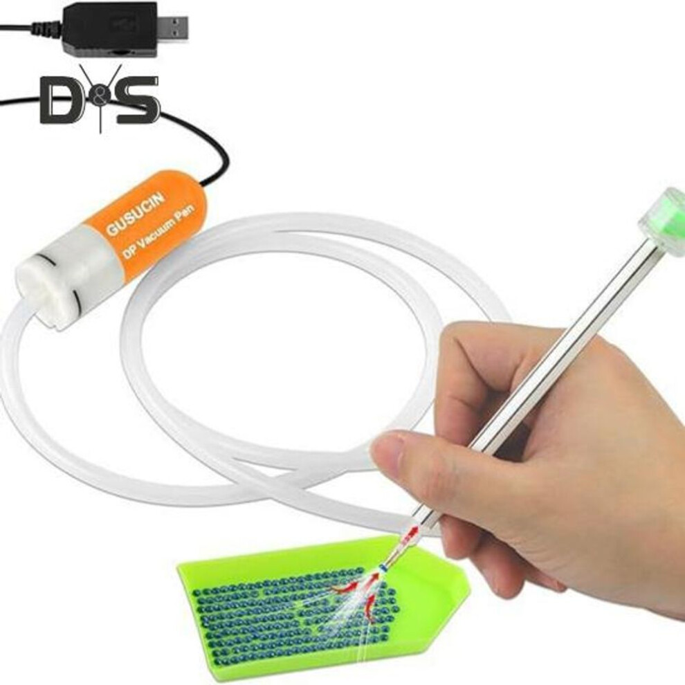 (orange) Diamond Art Vacuum Pen USB-Powered Diamond Art Pen Wax-free Rhinestone Picker Pen with Vacuum Suction for Diamond Art Craft Projects