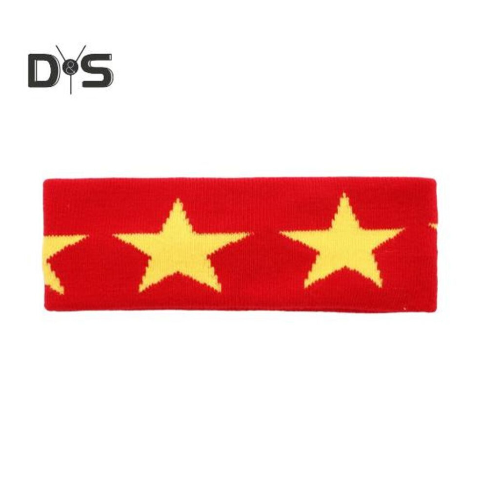 (red) Yoga Headband Wear Resistant Non-Slip Super Soft Five-Pointed Star Pattern Unisex Head Wrap Hair Accessories