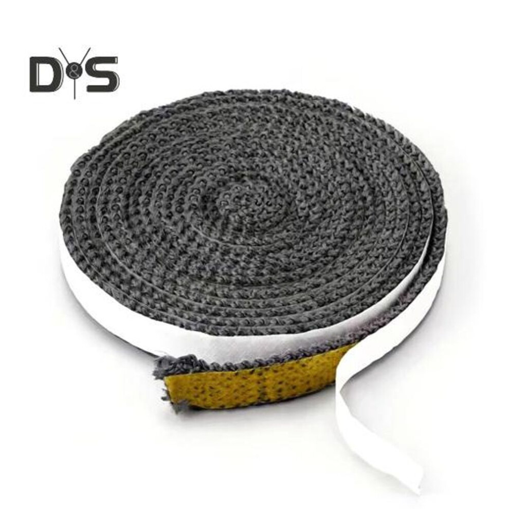 (as the picture, S) 10/12/15mmx2m Fiberglass Fireplace Door Sealing Strip Self-adhesive High Temperature Wood Stove Door Replacement Flat Gasket Rope Tape