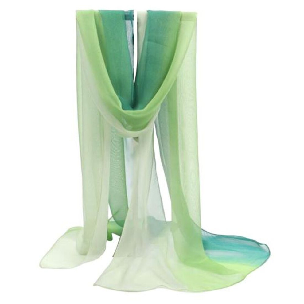 (light green) Soft Chiffon Scarf Sunscreen Popular Female Gradient Color Shawl