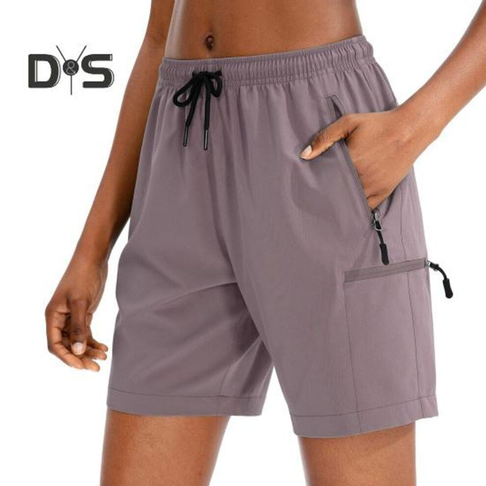 (light purple, L) Women Summer Yoga Shorts Casual Quick-drying Breathable Gym Workout Short Pants Elastic Waist Drawstring Athletic Running Sports Fitness Shorts
