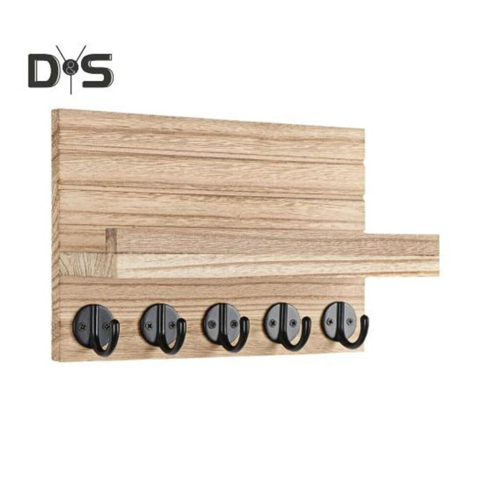 Wall Key Holder Storage Organizer With Shelf Sturdy Construction Easy To Install Decorative Rustic Entryway Shelf With Hooks
