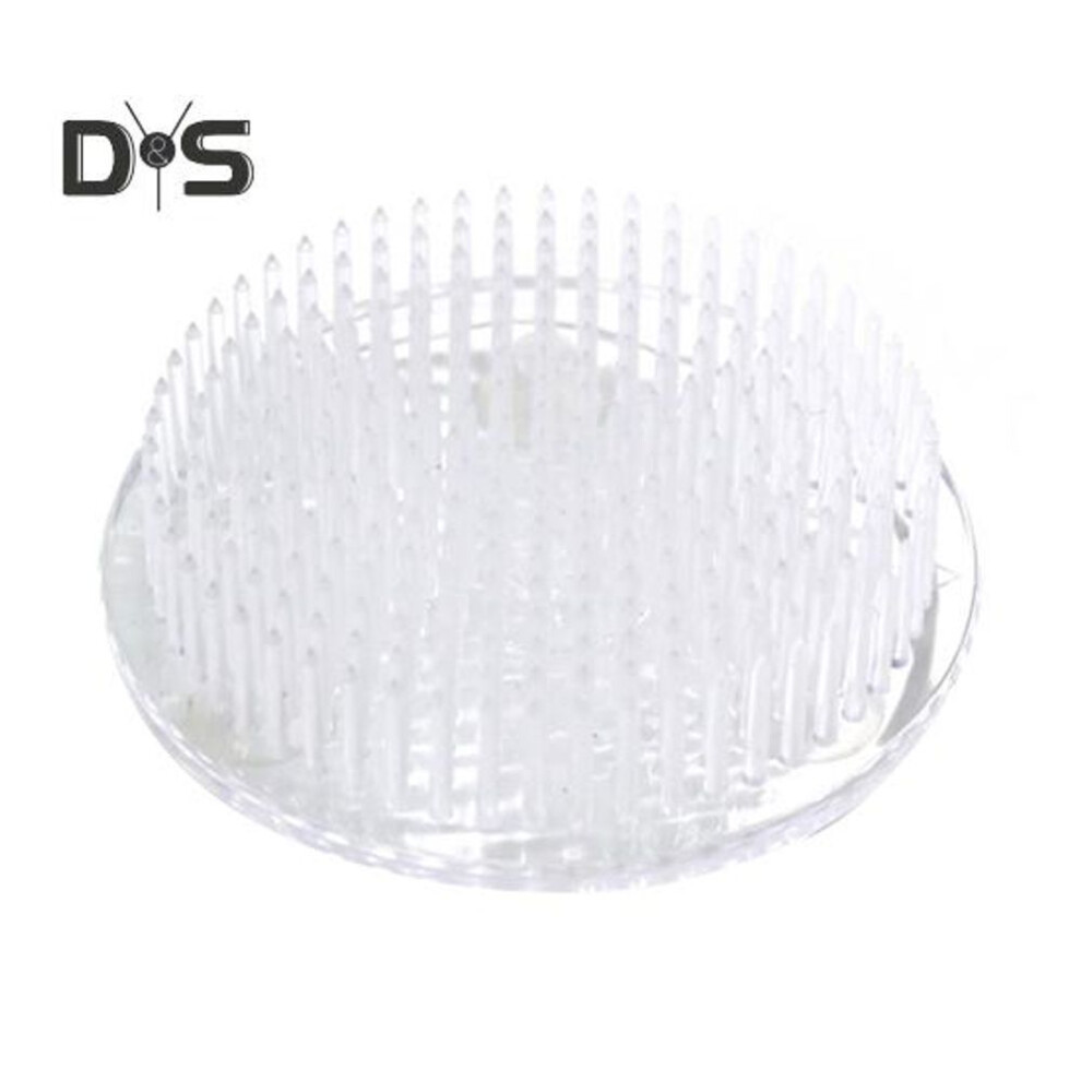 (as the picture, 1pc) 1/2/3Pcs Flower Arrangement Fixing Base Transparent Plastic Flower Frog with Sturdy Pins Suction Cups Portable Tool