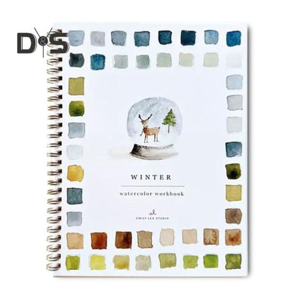 (as the picture, B) Watercolor Workbook for Beginners 12 Colors Watercolor Paint Set Garden Christmas Autumn Winter Watercolor Book for Kids Adults Teens