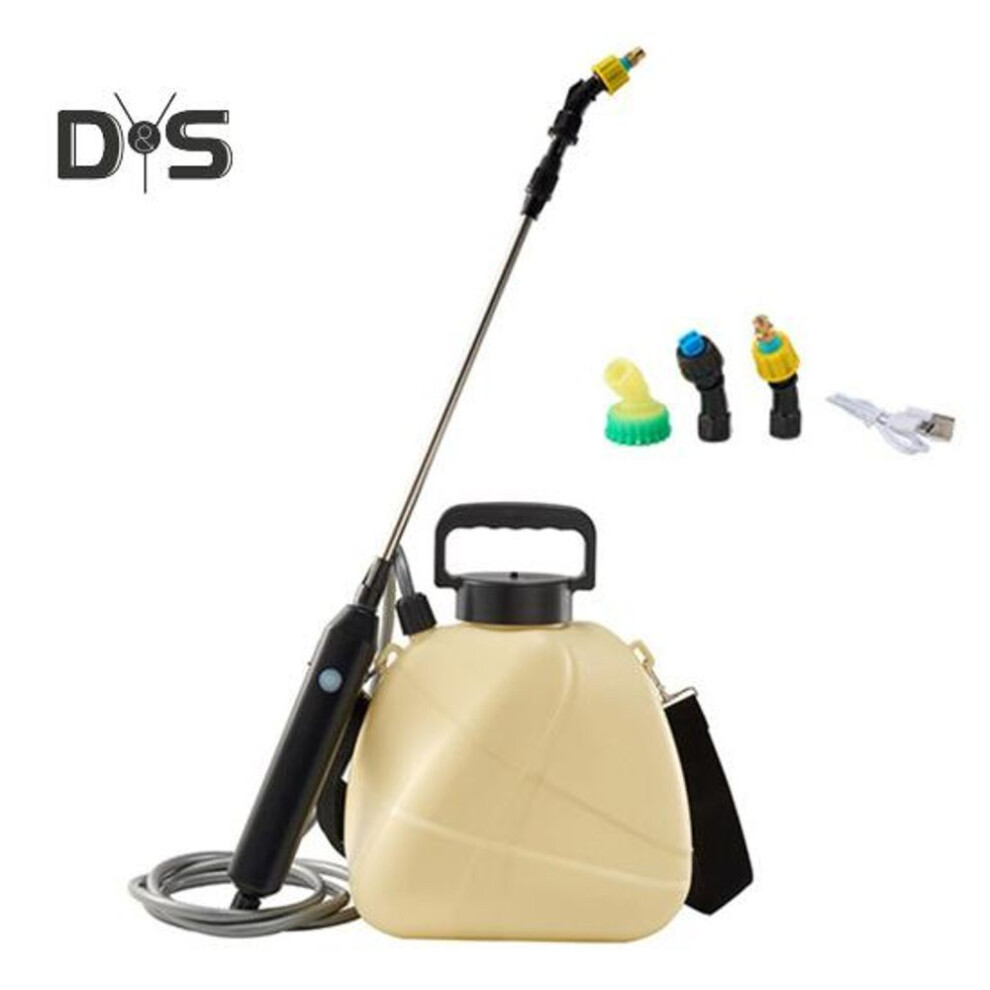 (yellow, 5m) 5l Electric Garden Sprayer Battery Powered Backpack Sprayer With 3 Nozzles Retractable Wand Portable Yard Sprayer For Lawn Weeding Fertilizing