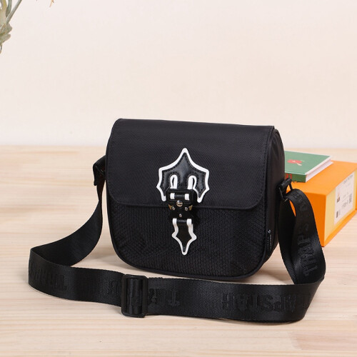 (Black)Ανδρική και γυναικεία τσάντα Trapstar Postman, μόδα, μήνυμα, Oxford ύφασμα, χιπ-χοπ, 2
