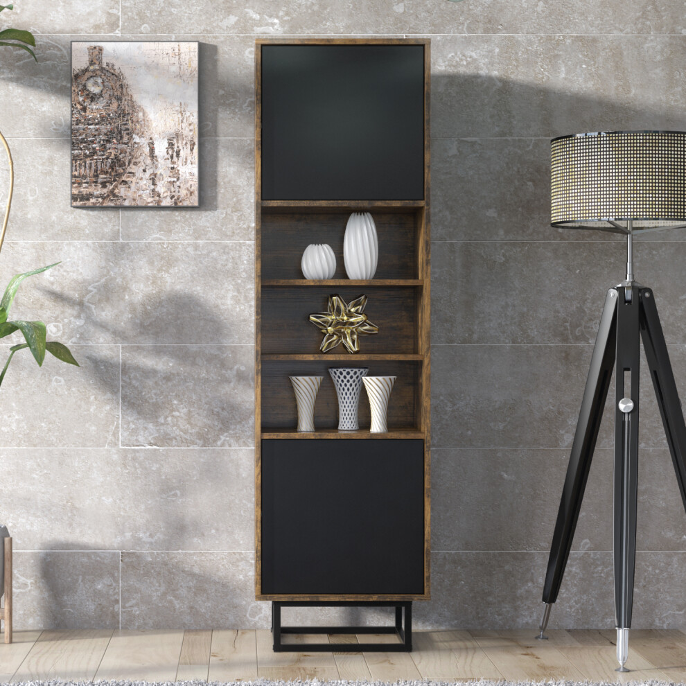 Harmony Loft 175cm Display Cabinet - Rustic & Black