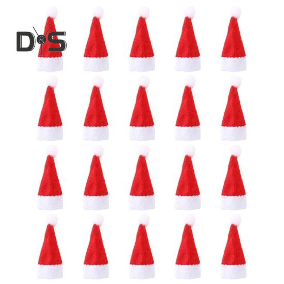 20 Pcs Christmas Candy Hat Finger Cap Lollipop Decoration Hats Mini Santa Hat New Year Party Table Dinner Decoration Wine Bottle Covers Parties