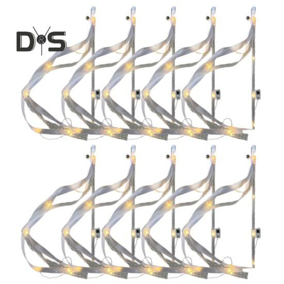 (white, 10pcs) 1/10pcs Light-up Wands For Wedding Led Wedding Wands Streamer With Bell Fairy Ribbon Wand For Wedding New Year Party Concerts Birthdays