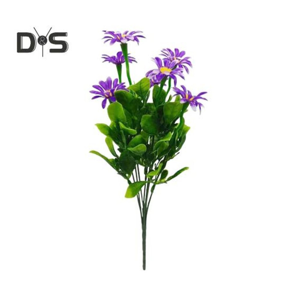 (purple) Artificial Flower With Green Leaves Realistic Plastic Flower Wedding Party Home Office Table Centerpiece Faux Floral Branch Decoration