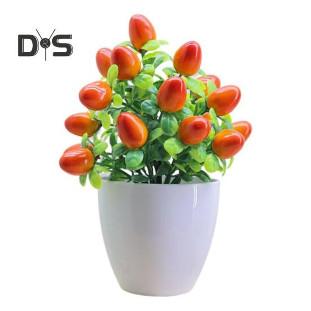 (as the picture, B) Artificial Potted Plants Realistic Fake Mini Fruits Tree Home Office Table Centerpiece Plastic Potted Greenery Bonsai Indoor Outdoor Decoration
