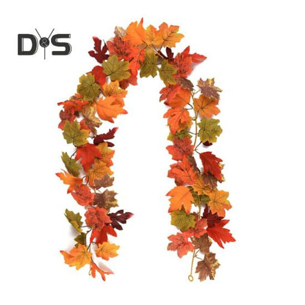 (as the picture, C) 175/200cm Artificial Maple Leaf Garland Home Garden Indoor Outdoor Hanging Faux Red Leaves Plants Vine Halloween Fall Harvest Festival Decoration