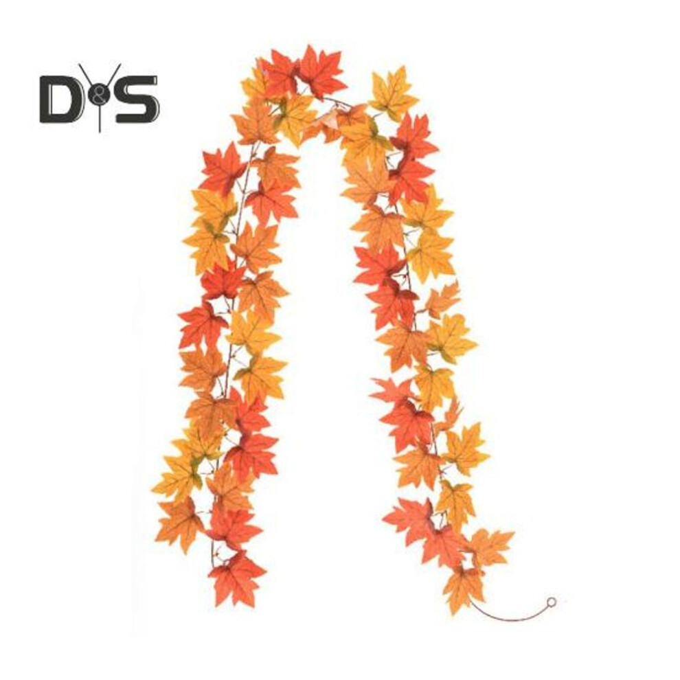 (as the picture, A) 175/200CM Artificial Maple Leaf Garland Home Garden Indoor Outdoor Hanging Faux Red Leaves Plants Vine Halloween Fall Harvest Festival Decoration