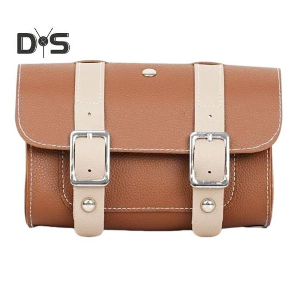 Bicycle Vintage Faux Leather Bag Waterproof Large Capacity Universal MTB Road Mountain Bicycle Top Tube Front Frame Handlebar Saddle Mount Storage