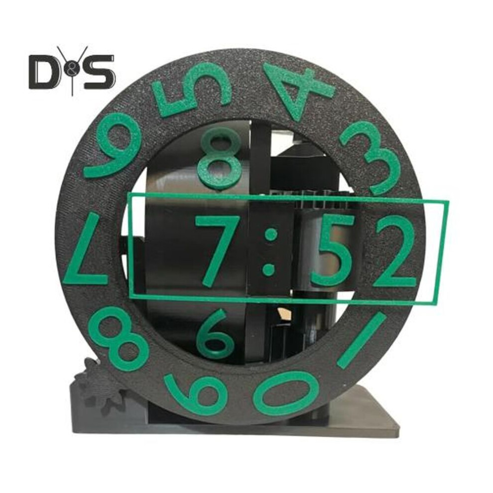 (green) 3D Printed Triaxial Clock With Rotating Numeric Display Home Office Living Room Desktop Digital Clock Decoration Tech And Design Enthusiasts Gift