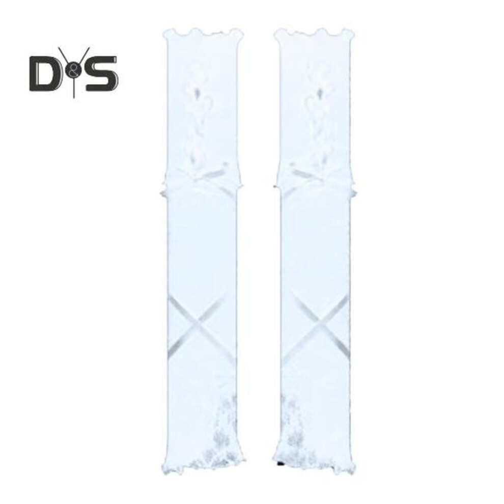 (white) 1 Pair Women Prom Arm Sleeves See-through Lace Flower Embroidery Thin Fingerless JK Lolita Style Hollow Out Shirring Performances Bride Wedding Photo