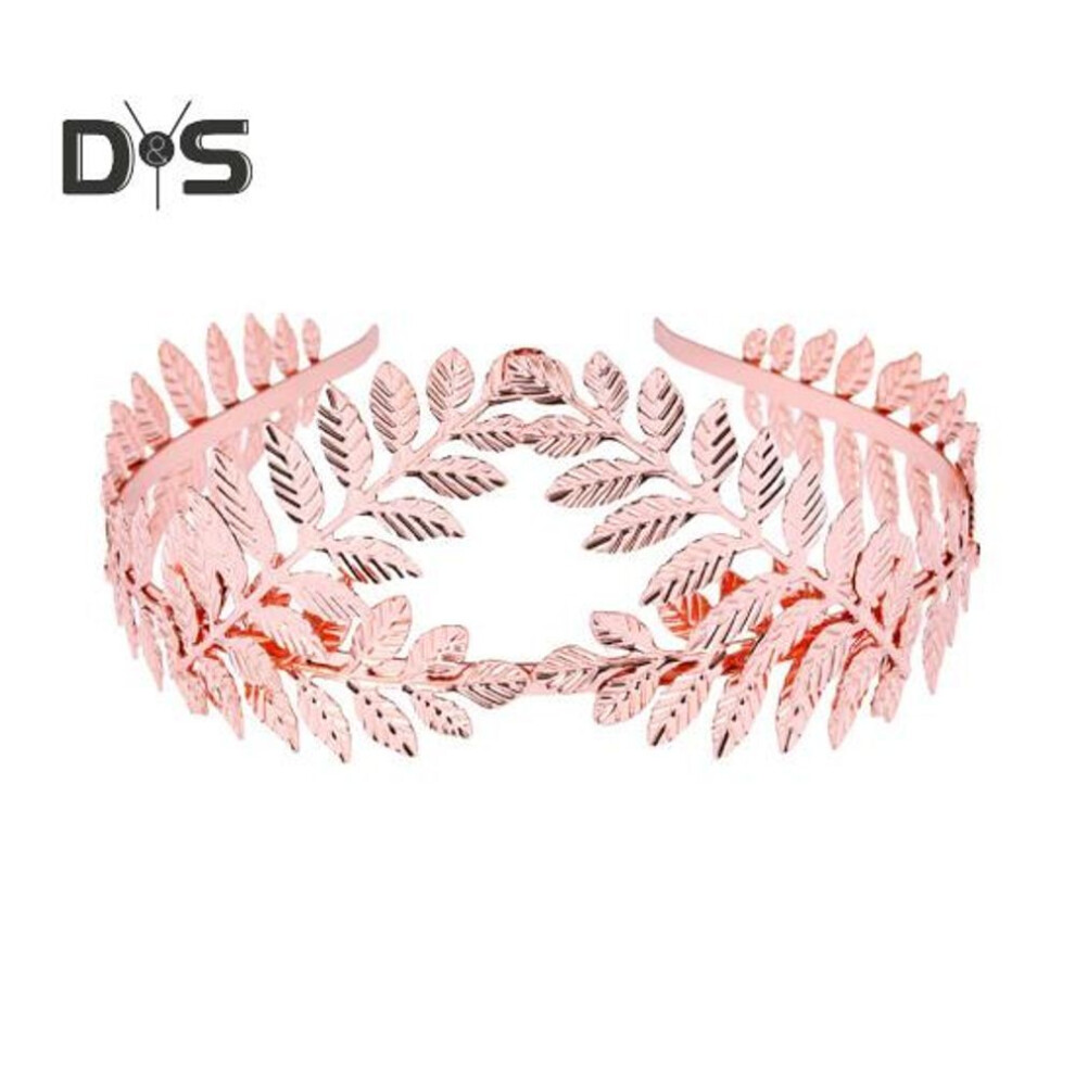 (rose gold) Bridal Hair Hoop Metal Leaf Design Shiny Sparkling Texture Crown Bridesmaid Headband Daily Party Wedding Christmas Gift