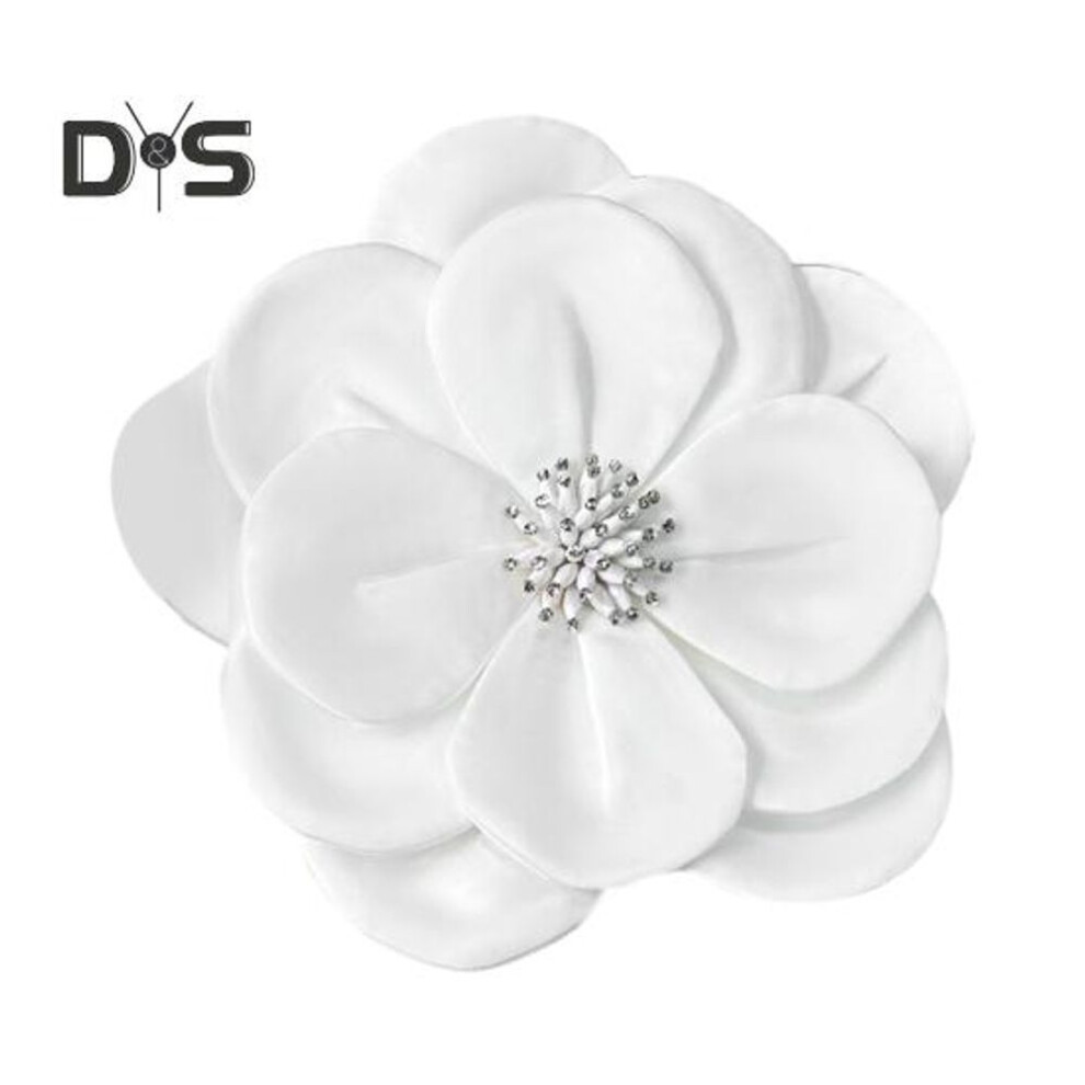 (white) 3D Flower Corsage Applique Rhinestone Decor Sweater Dress Blouse Decor Diy Stitching Patch Clothing Accessories Wedding Party Clothes Adornment