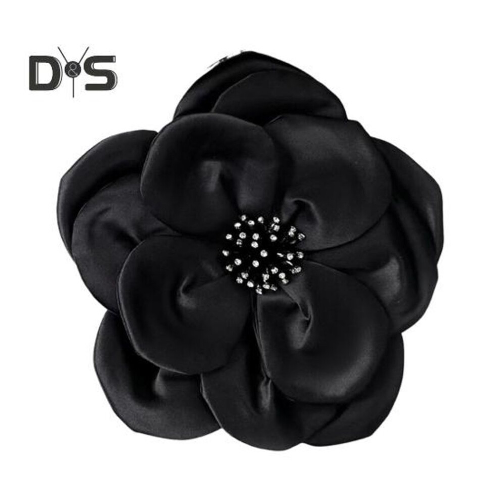 (black) 3D Flower Corsage Applique Rhinestone Decor Sweater Dress Blouse Decor DIY Stitching Patch Clothing Accessories Wedding Party Clothes Adornment