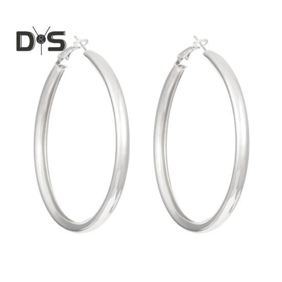 (silver white) 1 Pair Women Ear Hoop Large Circle Polished Iron Lightweight Geometric Individual Bland Style Hanging Earrings Lady Club Party Ear Jewelry